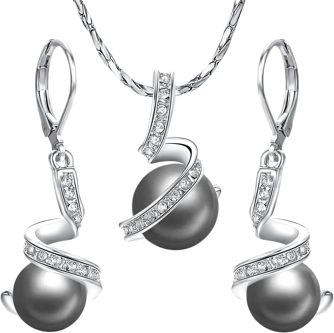 Yoursfs Costume Jewelry Set for Women 18K Gold Plated Pearl Necklace and Earrings Elegant Wedding Jewelry Sets for Brides