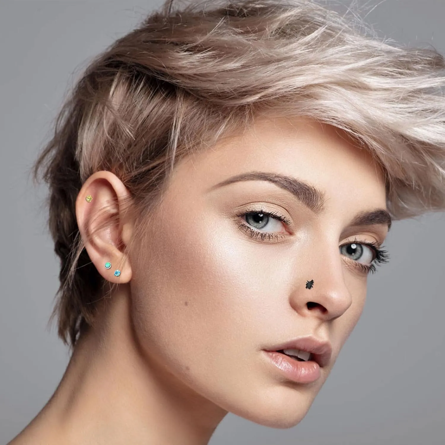 YTANDZP 20-33 Pcs Stainless Steel Nose Rings for Women Nose Rings Hoops L Shaped Nose Studs Screw Nose Piercing Jewelry