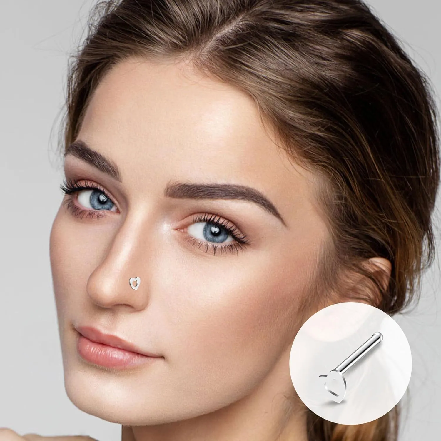YTANDZP 20-33 Pcs Stainless Steel Nose Rings for Women Nose Rings Hoops L Shaped Nose Studs Screw Nose Piercing Jewelry