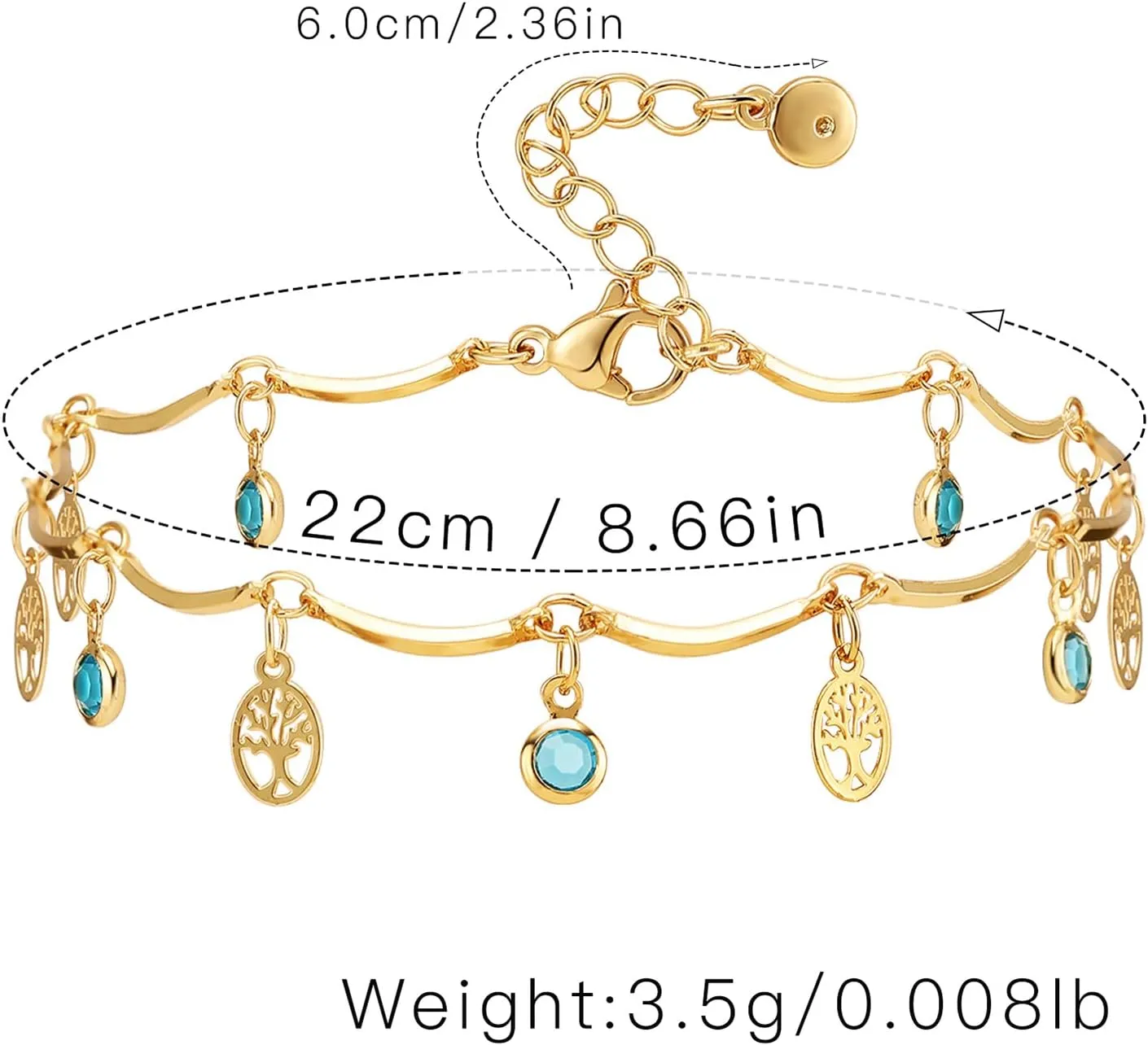 Yumikoo 18k Gold Plated Anklet Ankle Bracelets for Women