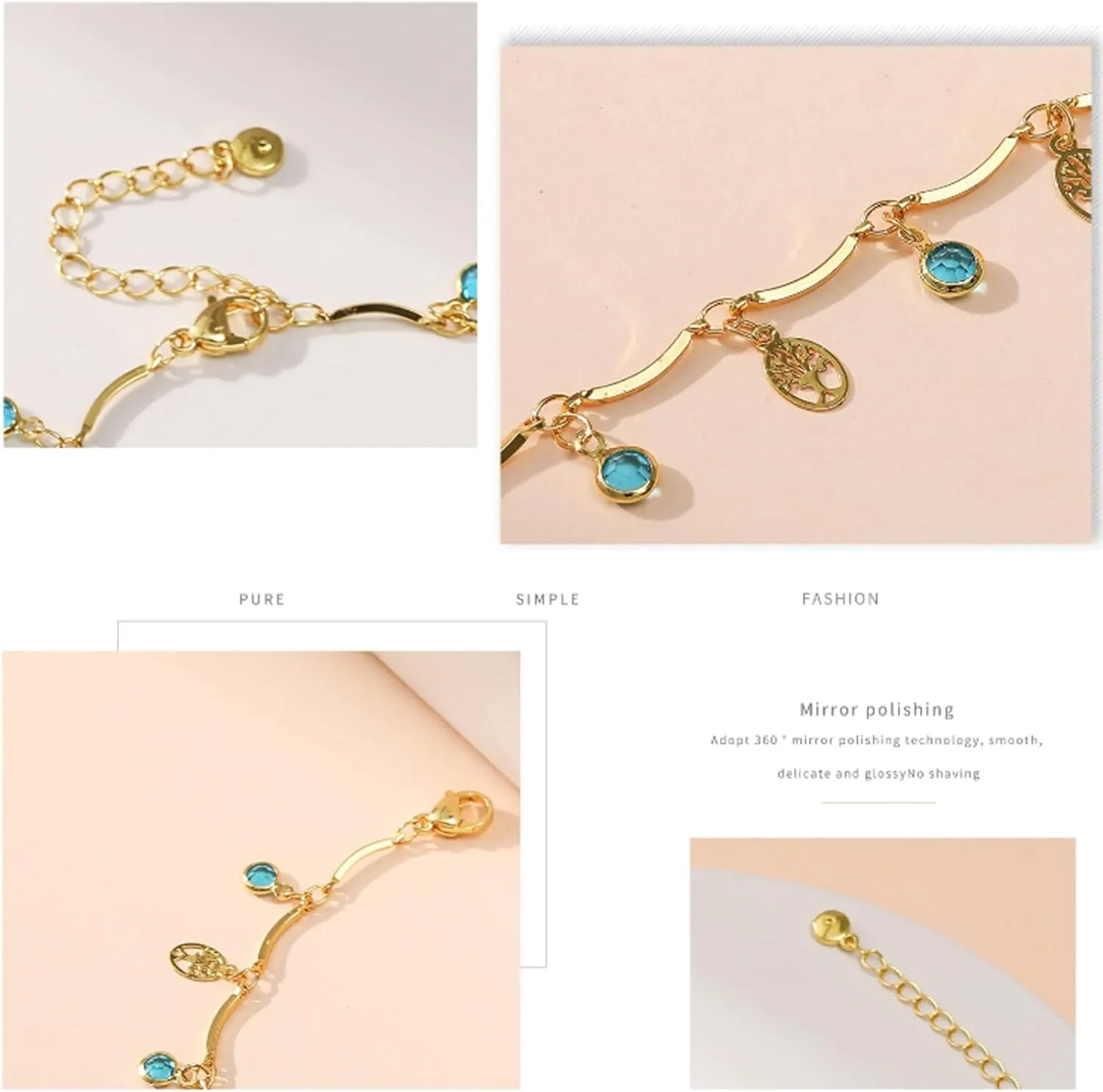 Yumikoo 18k Gold Plated Anklet Ankle Bracelets for Women