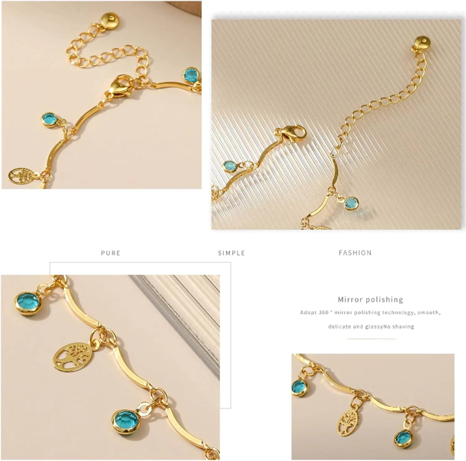 Yumikoo 18k Gold Plated Anklet Ankle Bracelets for Women