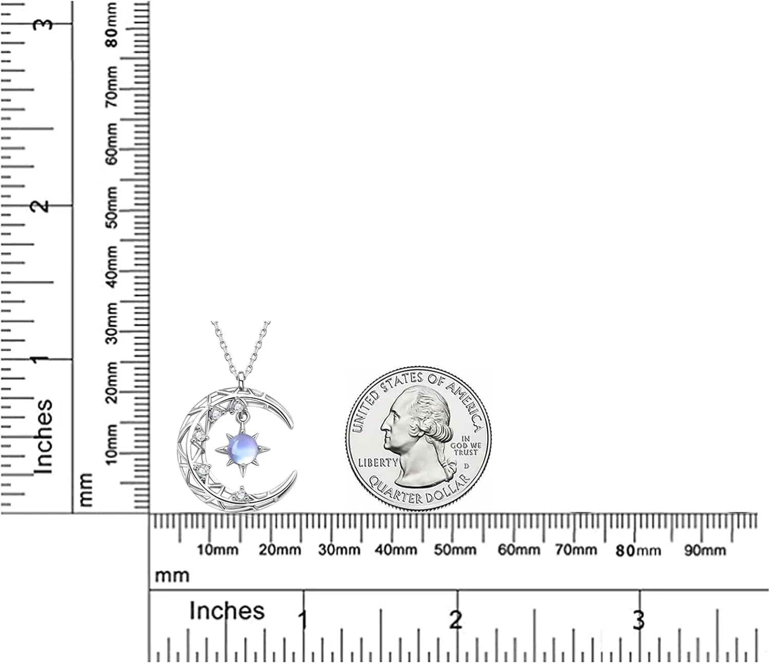 YUNKAI 925 Sterling Silver Moonstone Necklace, Lab Synthtic Moonstone June Birthstone Pendant for Women White Gold Plated, Birthday Christmas Mothers Day Jewelry Gifts for Her