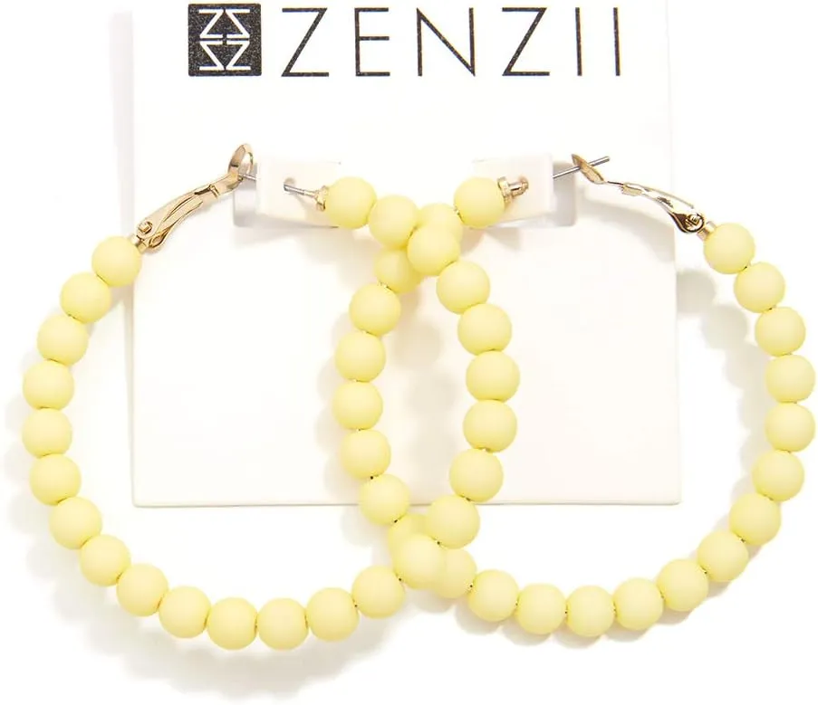 ZENZII Beaded Hoop Earrings Bohemian Circle Round Bead Earrings Chic Dangle Earrings for Women and Girls