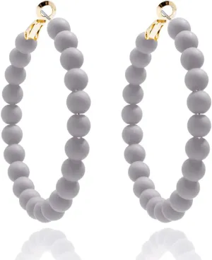 ZENZII Beaded Hoop Earrings Bohemian Circle Round Bead Earrings Chic Dangle Earrings for Women and Girls