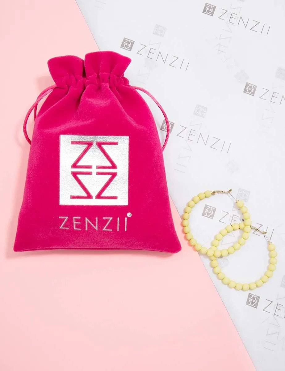 ZENZII Beaded Hoop Earrings Bohemian Circle Round Bead Earrings Chic Dangle Earrings for Women and Girls