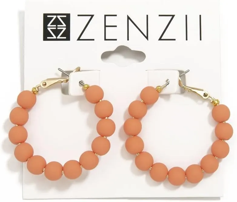 ZENZII Beaded Hoop Fashion Earrings Bohemian Circle Round Bead Earrings Chic Dangle Earrings for Women Girls