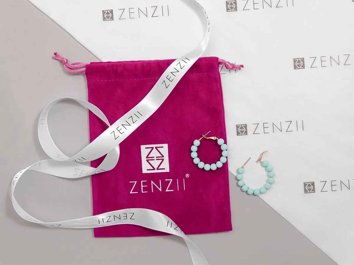 ZENZII Beaded Hoop Fashion Earrings Bohemian Circle Round Bead Earrings Chic Dangle Earrings for Women Girls