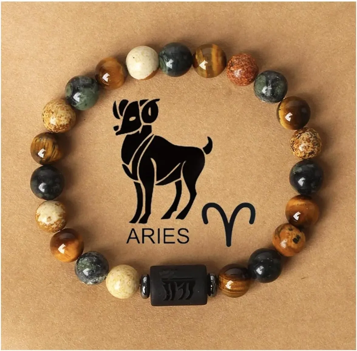 Zodiac Bracelet for Women Men Zodiac Sign Natural Stone Bead Bracelet with Wish Card 12 Constellation Distance Prayer Blessing Bracelet for Couples Friends Horoscope Jewelry Birthday Gift