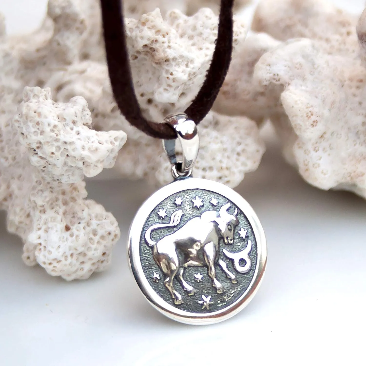 Zodiac Sign Pendant Necklace 925 Sterling Silver Horoscope Medallion Coin Disc Choker Charm Constellation Astrology Jewelry for Men Women
