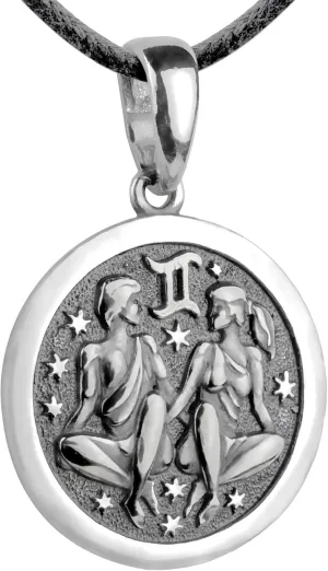 Zodiac Sign Pendant Necklace 925 Sterling Silver Horoscope Medallion Coin Disc Choker Charm Constellation Astrology Jewelry for Men Women