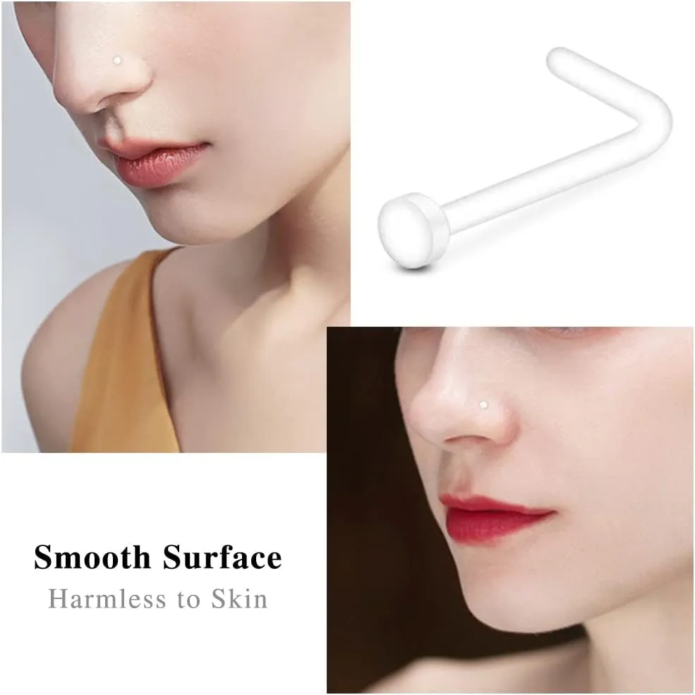 Zolure Piercing Jewelry - Clear Nose Studs, Rings, Septum, Lip, Cartilage, Tongue, Rook, Daith, Ear, Industrial, Nipple, Belly Piercing for Work & Surgery