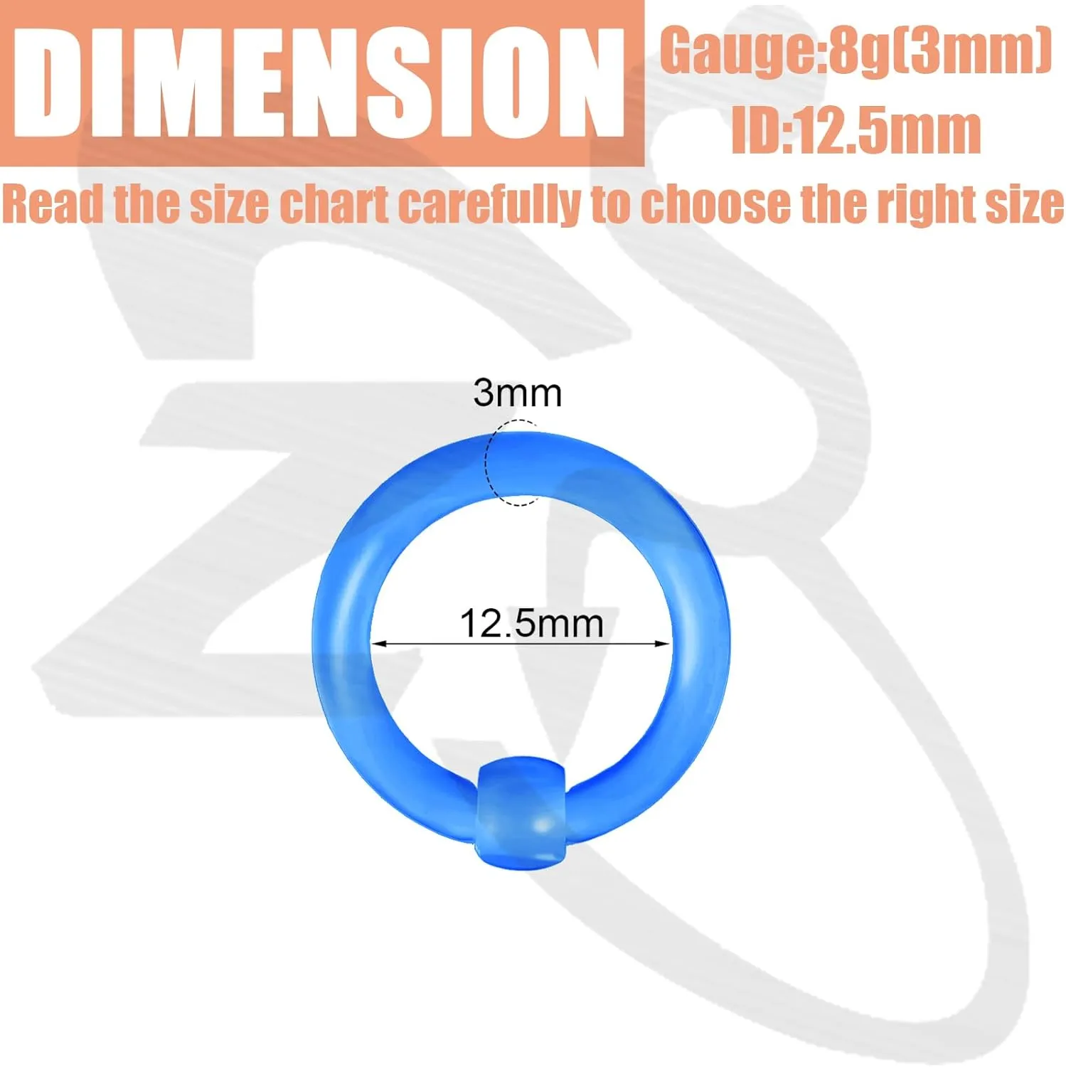 ZS 6 Pcs Captive Bead Rings Spring Action BCR, 0G-12G Acrylic Nose Septum Pierced Body Jewelry