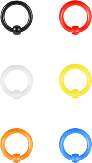 ZS 6 Pcs Captive Bead Rings Spring Action BCR, 0G-12G Acrylic Nose Septum Pierced Body Jewelry