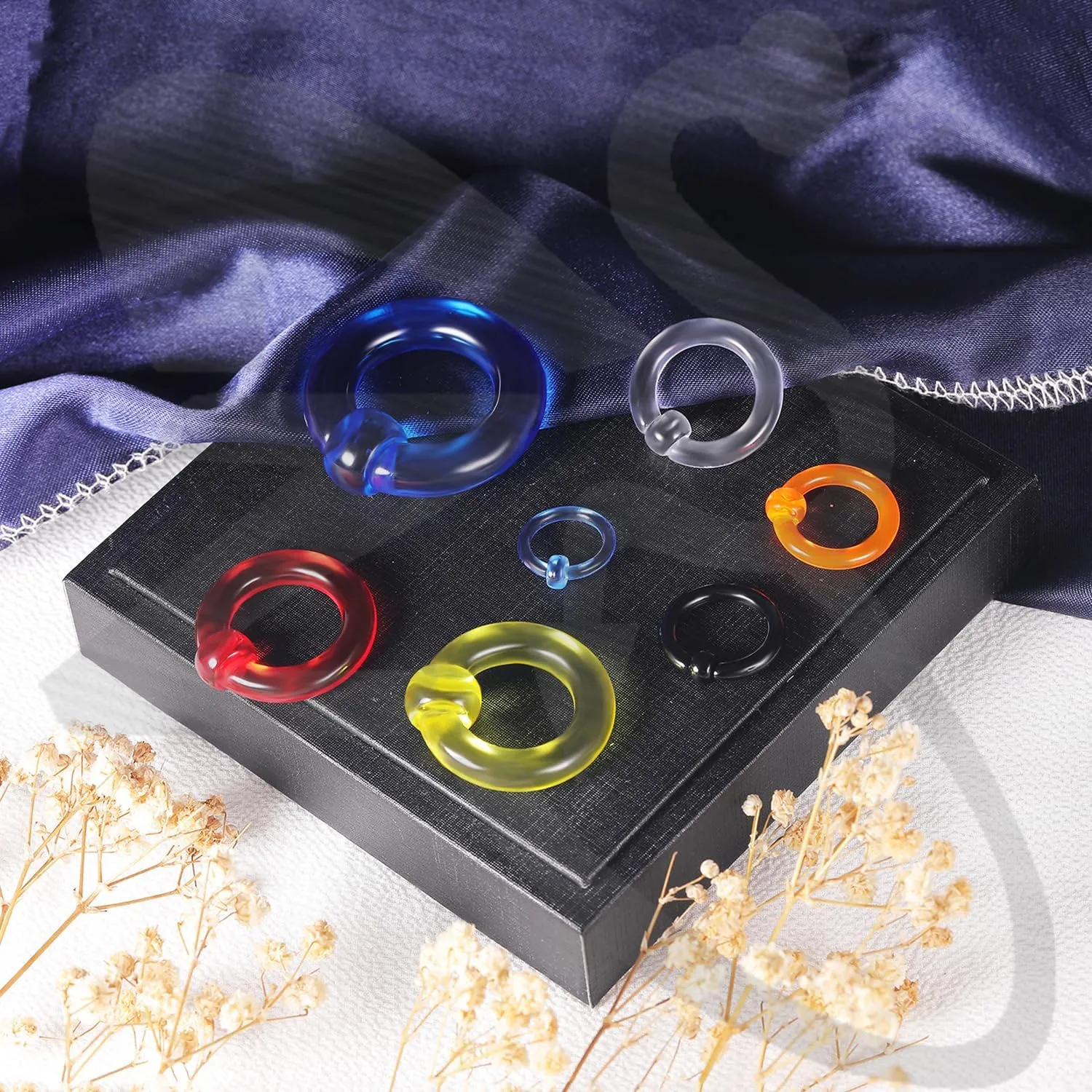 ZS 6 Pcs Captive Bead Rings Spring Action BCR, 0G-12G Acrylic Nose Septum Pierced Body Jewelry