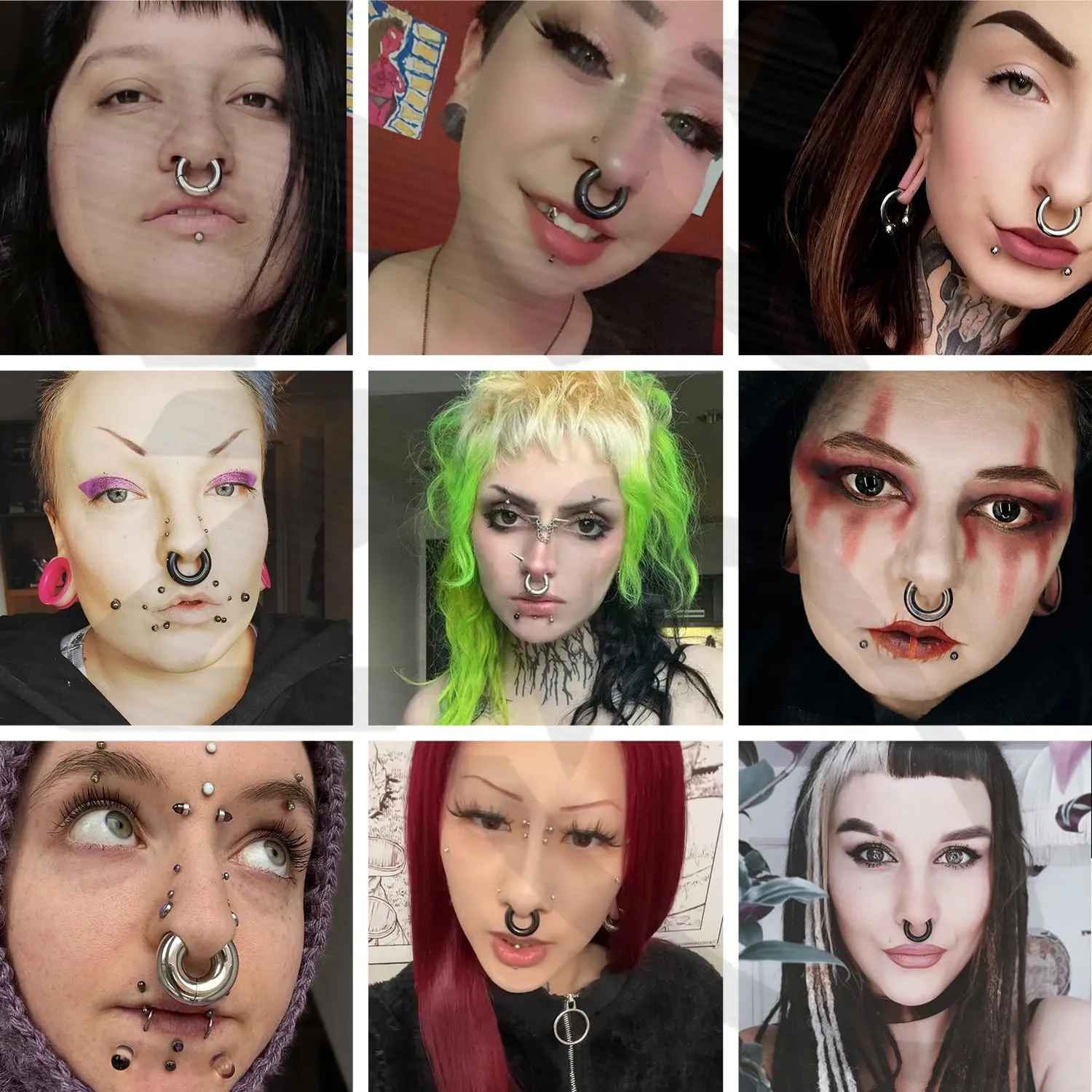 ZS Hinged Segment Clicker PA Ring Spring Action BCR Rings, 2G 4G 6G 8G 10G 12G Black Septum Nose Rings, Surgical Steel Pierced Body Jewelry for Men Women