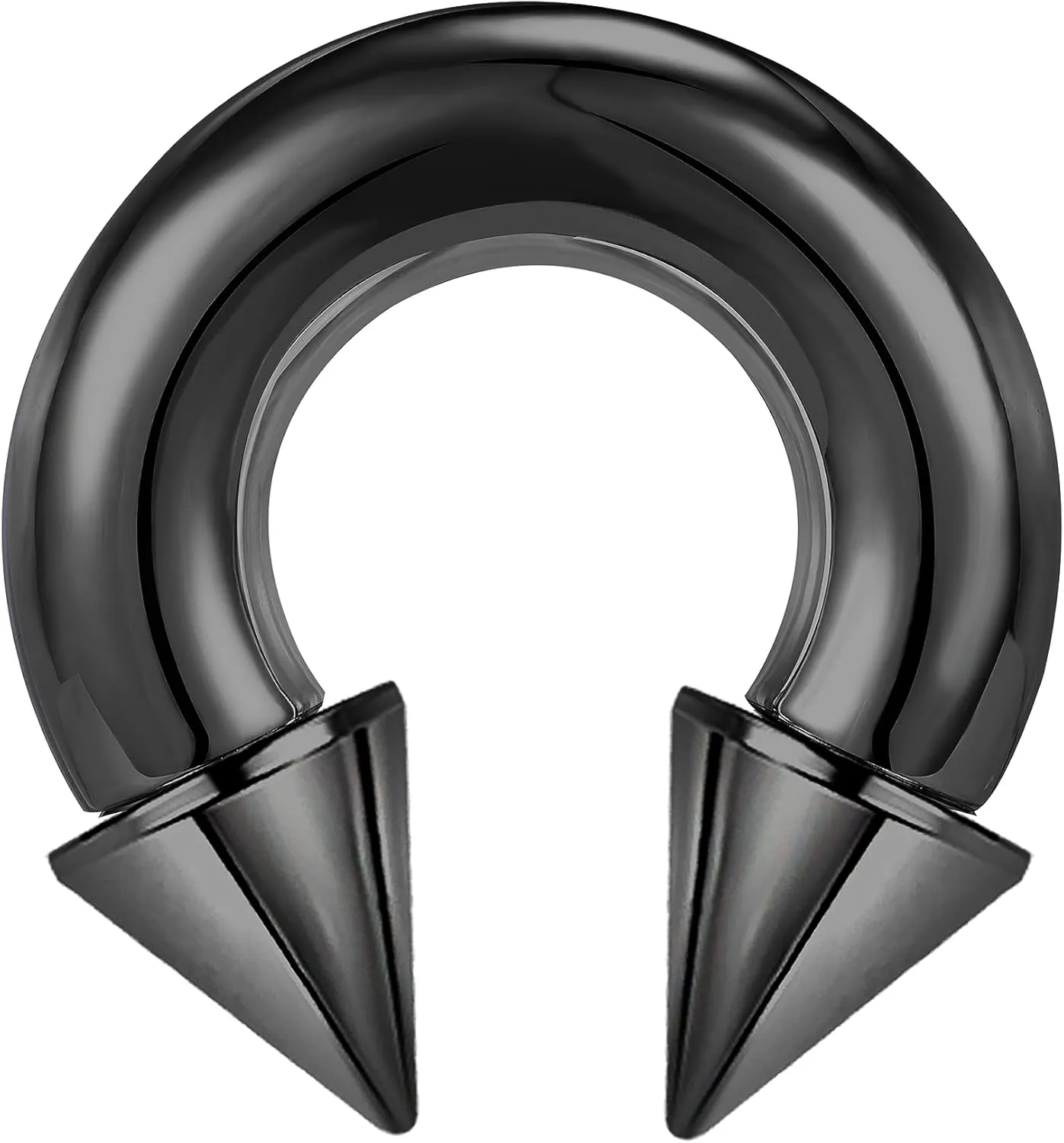 ZS Surgical Steel Spiked Horseshoe Circular Barbell, 00G 0G 2G 4G 6G 8G 12G 16G PA Rings, CBR Nose Septum Nipple Tragus Lip Ear Body Piercing Jewelry