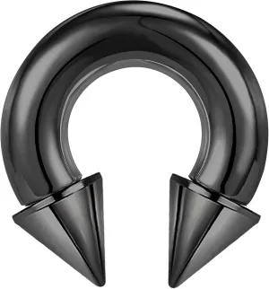 ZS Surgical Steel Spiked Horseshoe Circular Barbell, 00G 0G 2G 4G 6G 8G 12G 16G PA Rings, CBR Nose Septum Nipple Tragus Lip Ear Body Piercing Jewelry