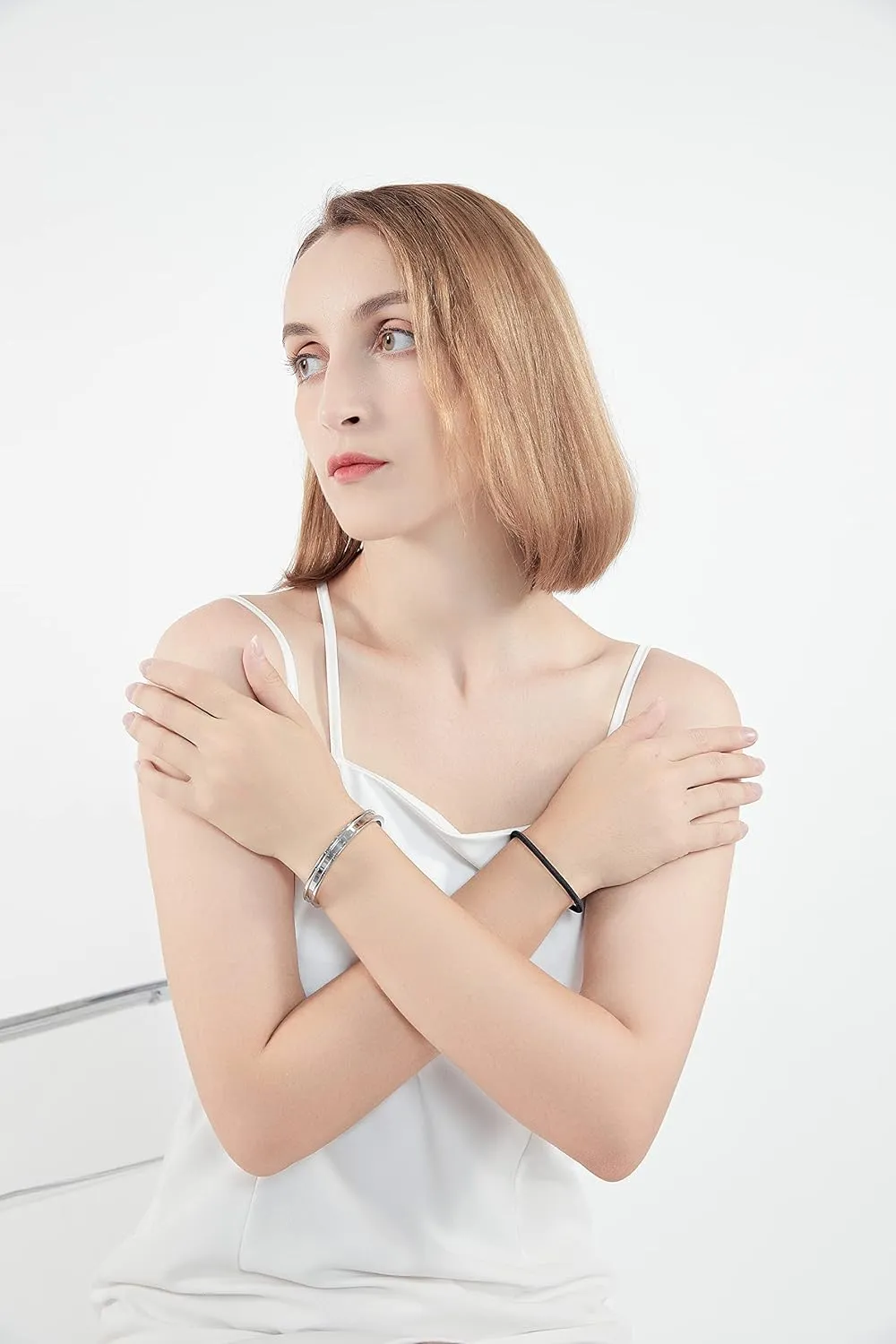 Zuo Bao Hair Tie Bracelet High Polished Cuff Bangle Bracelet for Women (B)